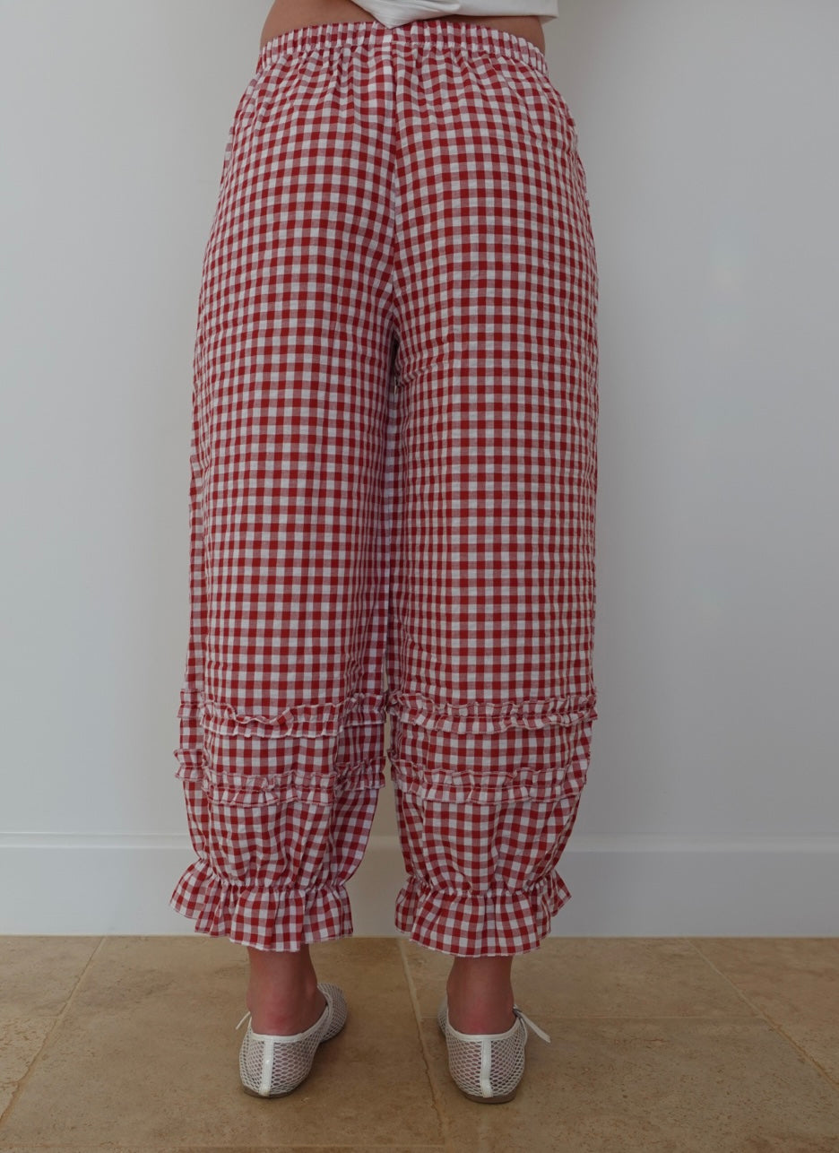 Red Gingham Ruffle Pants