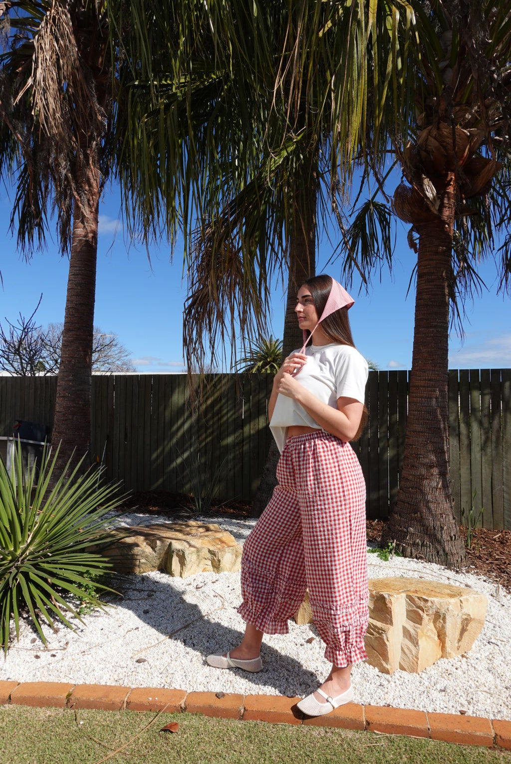 Red Gingham Ruffle Pants