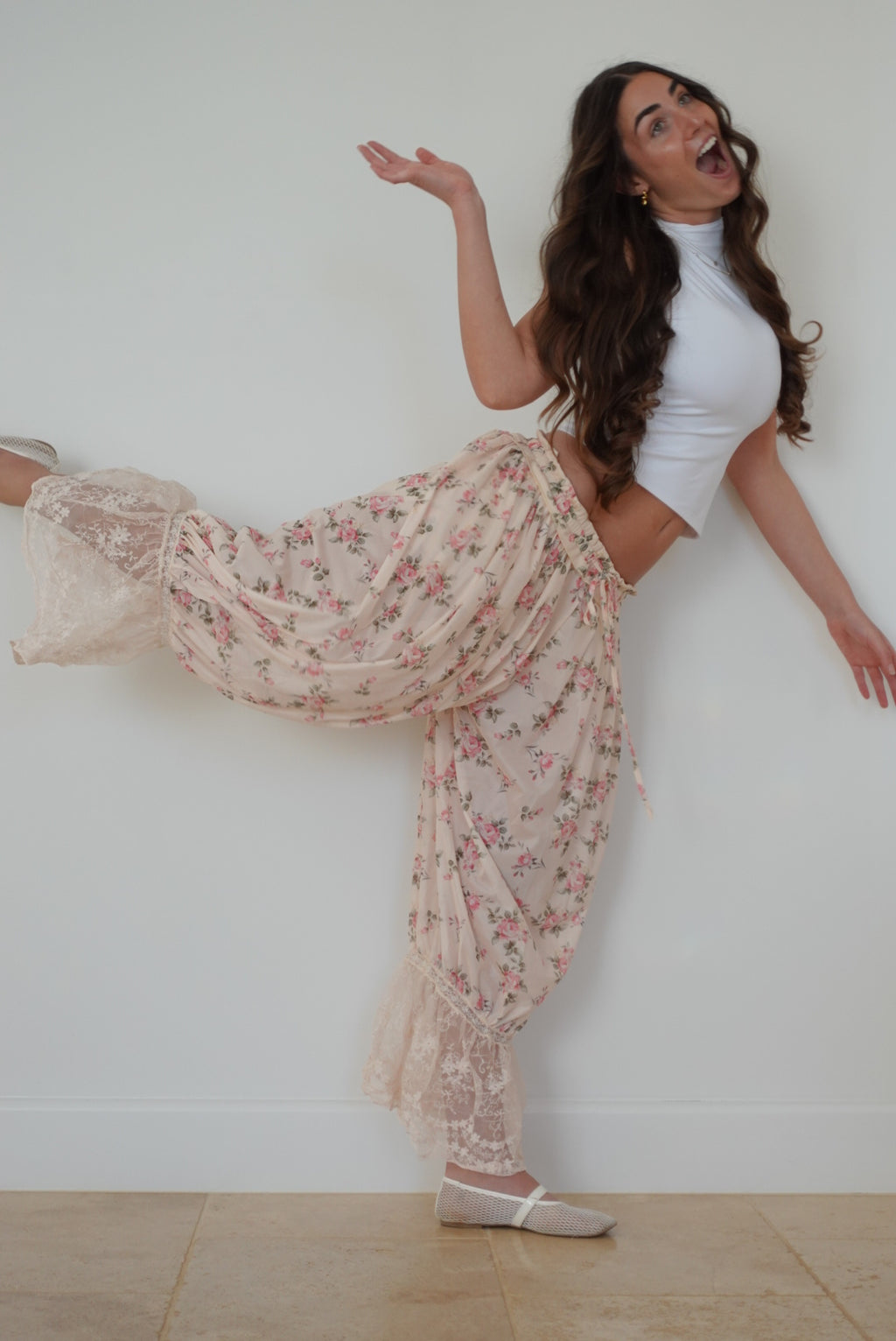 Mooalu Vintage Rose Lace Pants