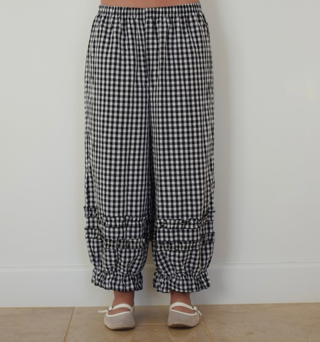 Black Ruffle Gingham Pants
